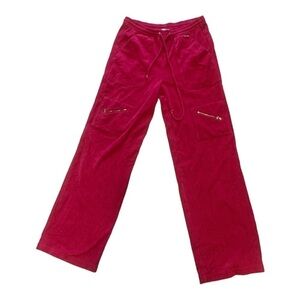 St John Sport Marie Gray Vintage Pink Corduroy Velour Velvet Track Pant Jogger P